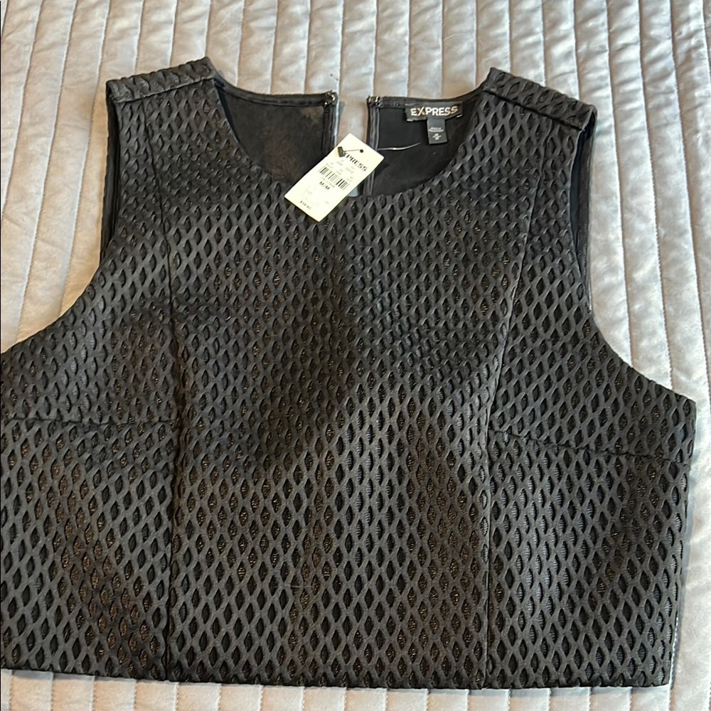 Express Black Boxy Crop Tank Top
